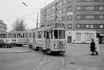 København / Kopenhagen Københavns Sporveje SL 2 (Tw 567 + Bw 15xx) Brønshøj, Frederikssundsvej / Brønshøj Torv im März 1969. - Scan eines S/W-Negativs. Film: Agfa L ISS.