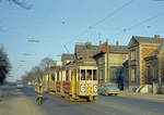 København / Kopenhagen Københavns Sporveje SL 6 (Tw 576 + Bw 15xx) Valby, Valby Langgade am 26. März 1969. - Scan eines Farbnegativs. Film: Kodak Kodacolor X.