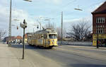 København / Kopenhagen Københavns Sporveje SL 6 (DÜWAG-GT6 806) Valby, Valby Langgade / Nakskovvej am 4. April (Karfreitag) 1969. - Scan eines Farbnegativs. Film: Kodak Kodacolor X.