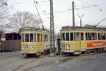 København / Kopenhagen Københavns Sporveje SL 6 (Tw 573 / Tw 572) Østerbro, Svanemøllen Remise / Straßenbahnbetriebsbahnhof Svanemøllen am 25. April 1969. - Scan eines Farbnegativs. Film: Kodak Kodacolor X.