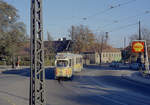 København / Kopenhagen Københavns Sporveje SL 2 (DÜWAG/Kiepe-GT6 834) Vanløse, Godthåbsvej / Primulavej am 11. Oktober 1969. - Scan eines Farbnegativs. Film: Kodak Kodacolor X.