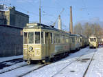 København / Kopenhagen Københavns Sporveje SL 16: Am 2. Januar 1970 hält u.a. der Tw 524 mit dem Bw 15** im Straßenbahnbetriebsbahnhof Nørrebro. - Scan eines Farbnegativs. Film: Kodak Kodacolor X. 