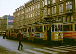 København / Kopenhagen Københavns Sporveje SL 16 (Tw 518 + Bw 15**) København N, Nørrebrogade / Peblinge Dossering / Dronning Louises Bro / Sortedam Dossering am 11. Februar 1970. - Scan eines Farbnegativs. Film: Kodak Kodacolor X.