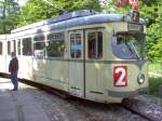 RBG 2412, Straenbahnmuseum Skjoldensholm, Jystrup, Dnemark am 11. Juni 2005: Dieser Straenbahnwagen war auf Darlehen zur Kopenhagen Straenbahn-Gesellschaft (Kbenhavns Sporveje = KS) fr probefahrten in den spten fnfziger Jahren, und waren auf der linie 2 zwischen Sundbyvester Plads und Brnshj Torv im einsatz.