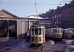 København / Kopenhagen Københavns Sporveje (KS) SL 5 (Tw 611) København S, Sundbyøster, Sundby Remise (: StraBenbahnbetriebsbahnhof Sundby) im Februar 1969.