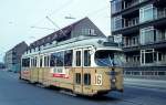 København / Kopenhagen Københavns Sporveje SL 16 (DÜWAG/Kiepe-GT6 880) København NV, Frederiksborgvej im April 1970. - Scan eines Diapositivs.