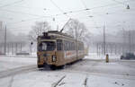 København / Kopenhagen Københavns Sporveje SL 6 (DÜWAG/Kiepe-GT6 876) Østerbro, Trianglen im Februar 1969.