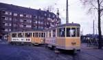 Kbenhavn / Kopenhagen KS SL 6 (Bw 1582 + Tw 563) Ved Sporsljfen / Svanemllen remise (Betriebsbahnhof Svanemllen) am 11. Mrz 1969.