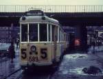 Kbenhavn / Kopenhagen KS SL 5 (Tw 589) Nrrebro station (: S-Bf Nrrebro) am 8 Februar 1970.