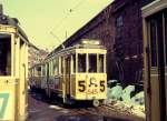 Kbenhavn / Kopenhagen KS SL 5: Am 7. Mrz 1970 hlt u.a. Grossraumtriebwagen 545 mit Beiwagen im Betriebshof Nrrebro.