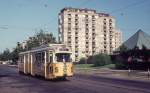 Kbenhavn / Kopenhagen SL 5 (DWAG-GT6 884) Frederikssundsvej / Bellahj Kirke im Juli 1971.