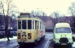 Kbenhavn / Kopenhagen KS SL 5 (KS-Grossraumtriebwagen 525) strigsgade / Lergravsparken / resundsvej am 8. Februar 1970.