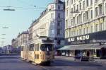 København / Kopenhagen KS SL 5 (DÜWAG-GT6 879) Frederiksborggade / Linnésgade im April 1971.
