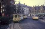 København / Kopenhagen Københavns Sporveje: Der Grossraumtriebwagen 563 auf der SL 6 erreicht am 11. März 1969 den Betriebshof Svanemøllen. 