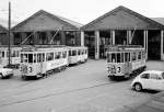 København / Kopenhagen Københavns Sporveje SL 3 (Tw 572 / Tw 588) Betriebshof Svanemøllen im Juli 1967. 