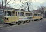 København / Kopenhagen Københavns Sporveje im November 1967: Bereit für den Nachmittagsstoßverkehr hält ein Zug bestehend aus dem Drehgestelltriebwagen 505 und einem Beiwagen