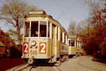 København / Kopenhagen Københavns Sporveje SL 2 (Tw 518 + Bw 15xx) Brønshøj, Brønshøj Torv (Endstation) am 26. April 1968. - Scan von einem Farbnegativ. Film: Agfacolor CN 17.