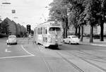 København / Kopenhagen Københavns Sporveje SL 10 (DÜWAG-GT6 884) Bispebjerg (København NV), Frederiksborgvej / Tagensvej / Bispebjerg Torv im Juni 1968.