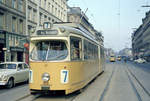 København / Kopenhagen Københavns Sporveje SL 7 (DÜWAG/Kiepe-GT6 859) København K, Frederiksborggade / Nørre Farimagsgade im April 1971.