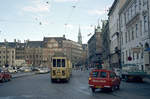 København / Kopenhagen Københavns Sporveje SL 5 (Tw 569 + Bw 15**) København K, Centrum, Nytorv (: Neuer Markt) im Oktober 1970.