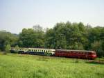 515 616, 515 604 mit Steuerwagen (mittig) am 31.05.1991 in der Nhe von Opladen (aus Hilgen kommend)