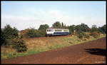 Akkutriebwagen 515am 6.10.1989 um 9.32 Uhr bei Feldhausen auf dem Weg von Dorsten nach Oberhausen.