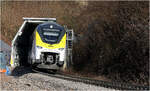 Die Hermann-Hesse-Bahn in Calw -     Mireo Plus B 563 017/117 verlässt kommt hier aus dem Südportal dem oberen Ende des Hirsauer Tunnels wieder ans Tageslicht.
