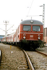 Zug der DB-Baureihe 425/455 (kein Museumszug!) bei einer Veranstaltung im Ausbesserungswerk Cannstatt (16.03.1984)