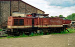 Ex DR-Diesellok 202 447 am 03.06.1997 im Bw. Berlin-Pankow.