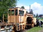 Eine Gleisbaumaschiene im Eisenbahnmuseum Chemnitz-Hilbersdorf.