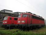 BR 111 116-0 und BR 110 356-3 stehen am 29.05.07 im BW D�sseldorf