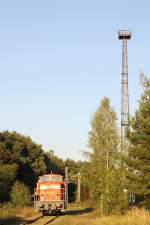 345 128-3 am 16.09.2012 im Bw Falkenberg Oberer Bahnhof. Das Gelnde dient nur zur Aufbewahrung von Fahrzeugen und ist nur an wenigen Tagen im Jahr zugnglich. 

