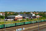 Blick von oben auf das Gelände des Bw. Gera, aufgenommen am 22.06.2025.