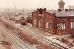 Der Lokschuppen 2 im Winter 1995,von der sog.Eselsbrcke hat man einen guten Blick auf die Anlagen 1 und 2