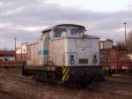 Die V60.02 der Eichholz, steht im Bw Gera (vor Lokschuppen1), am 18.01.2006
