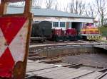 Blick auf den Lokschuppen vom Eisenbahnmuseum Nördlingen am 17.04.2015.