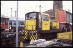 Am 23.09.1998 stand die Werklok 1, Hersteller Moyse, der Automobilfabrik Karmann Osnabrück im DB BW in Osnabrück Schinkel.