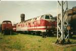 Die jetzige DB-Museumslok 219 158.1999 stand Sie mit leichten Schden im Bw Seddin.