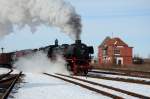 41 096 mit Gterzug am 23.03.2013 beim Dampflokfest in Stassfurt