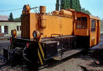 Noch mit DR-Nummer: Schmalspurdiesellok der LG II199 012 am 23.06.1992 im Bw.