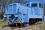 Eine blaue V22 stand Anfang April 2018 unweit des Sächsischen Eisenbahnmuseums in Chemnitz-Hilbersdorf.