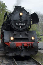 Die Dampflokomotive 50 3648-8 Anfang April 2017 im Eisenbahnmuseum Dresden.