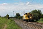 Nachschuss auf diesen OMF von DB Bahnbau Gruppe der Baureihe 706 am 08.08.2014 bei Kollmarsreute gen Emmendingen.