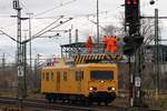 Bahndienstwagen 708 320-7 bei einem Einsatz im Bahnhof Riedstadt-Goddelau am 7./8.