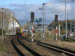 GAF bei der Arbeit im Einfahrbereich,am 11.November 2013,im Bahnhof Stralsund Rgendamm.