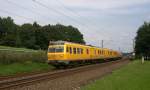Ein Schienenmesszug von DB Netz Instandhaltung mit 719 501 an der Spitze ist am 06.08.14 in Ibbenbüren-Laggenbeck Richtung Rheine unterwegs.