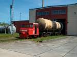 Deutschland`s einzige Breitspur ASF zog am 17.Juni 2010 aus der Werkstatt in Mukran russische Breitspurkesselwagen.
