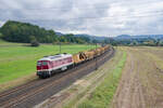 232 550 Bahnbau Gruppe mit einem Bauzug bei Harrbach Richtung Gemünden, 07.10.2021