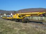 97 82 53 002 19-7 Gleisbauschienenkran KRC 810 T der DB Netz Instandsetzung am 08,04,2006 in Oberkochen auf der kbs 757 Brenzbahn