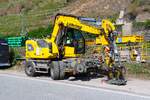 Liebherr 922 Rail am 05.09.26 an der Baustelle der Korridorsanierung der Bahnstrecke am rechten Rhein